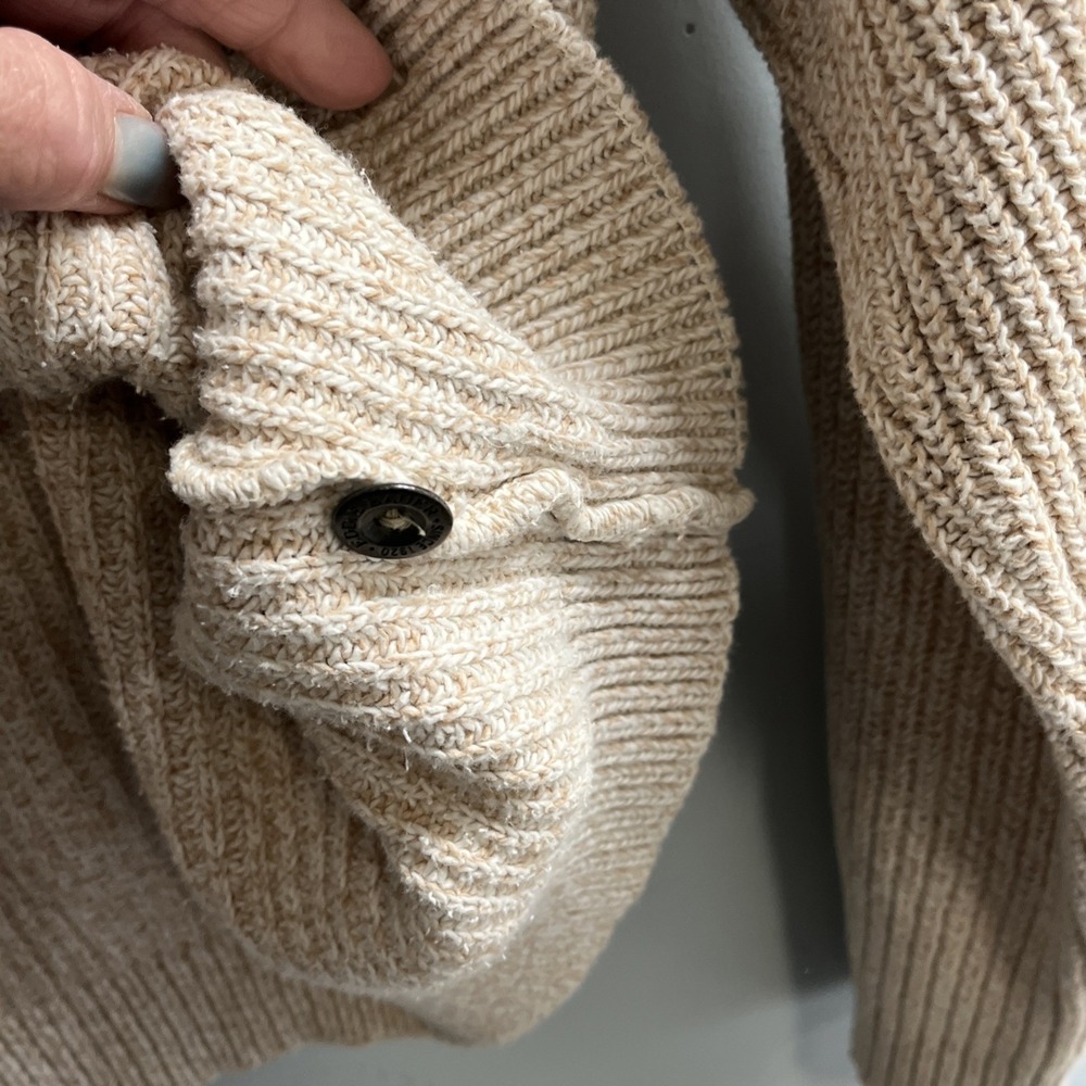 Vintage Eddie Bauer Sweater Beige 1/4 Button Pullover Fisherman Heritage Preppy - Picture 4 of 12